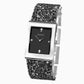 Seksy Rocks® Ladies Watch Silver Case & Leather Strap with Black Dial 2573