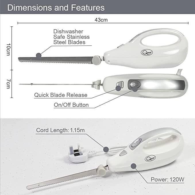 Quest White Electric Knife With Extra Coarse Blade (Carton of 8)