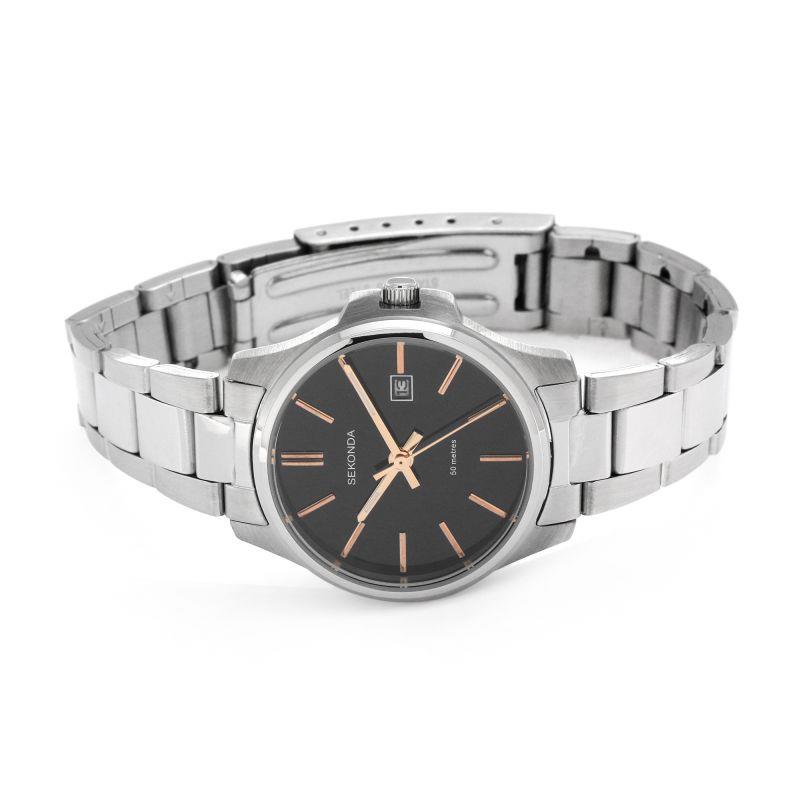 Sekonda Ladies Analogue Watch Stainless Steel Bracelet Black Dial 2097