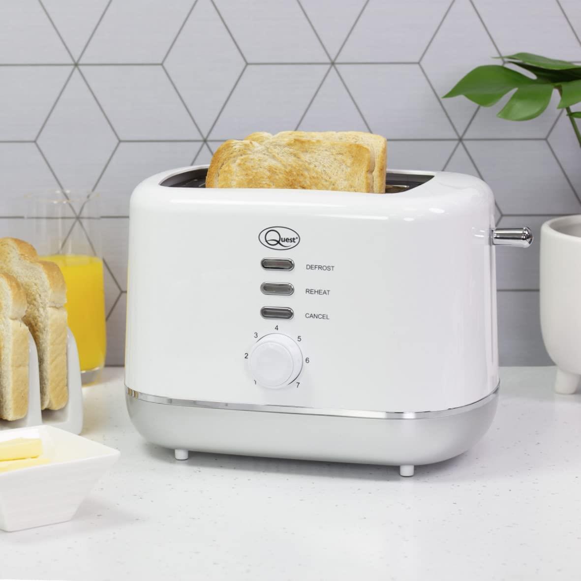 Quest 2 Slice Toaster White and Silver (Carton of 6)