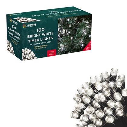 Christmas Workshop 100 LED Battery Op Timer Lights - White (Carton of 20)