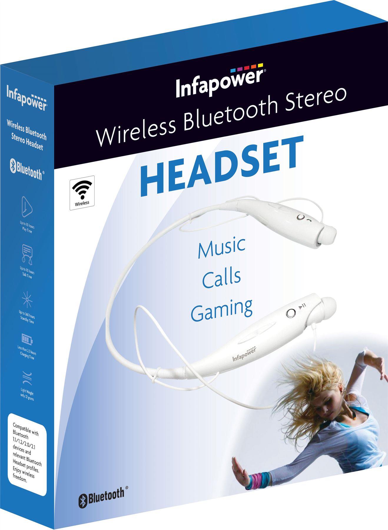 Infapower Bluetooth Stereo Headset (White) X304