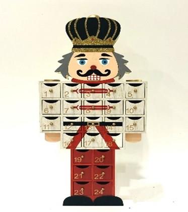 Christmas Workshop White & Red Wooden Nutcracker Advent Calendar (Carton of 8)