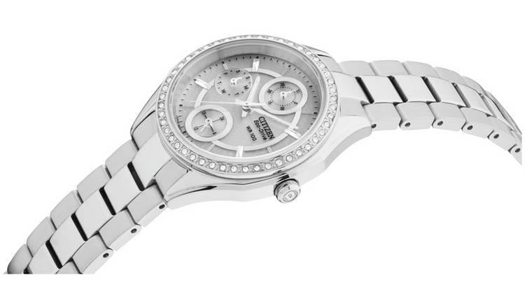 Citizen Ladies Eco-Drive Day/Date Silver dial with Silver Tone Bracelet Watch FD1060-55A