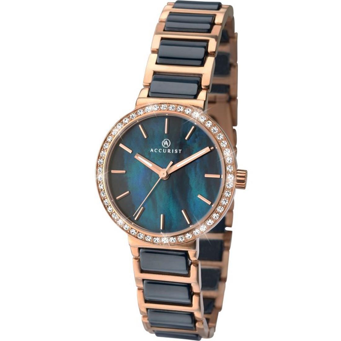 Accurist Women's Ceramic Blue Dial Bracelet Wristwatch 8087