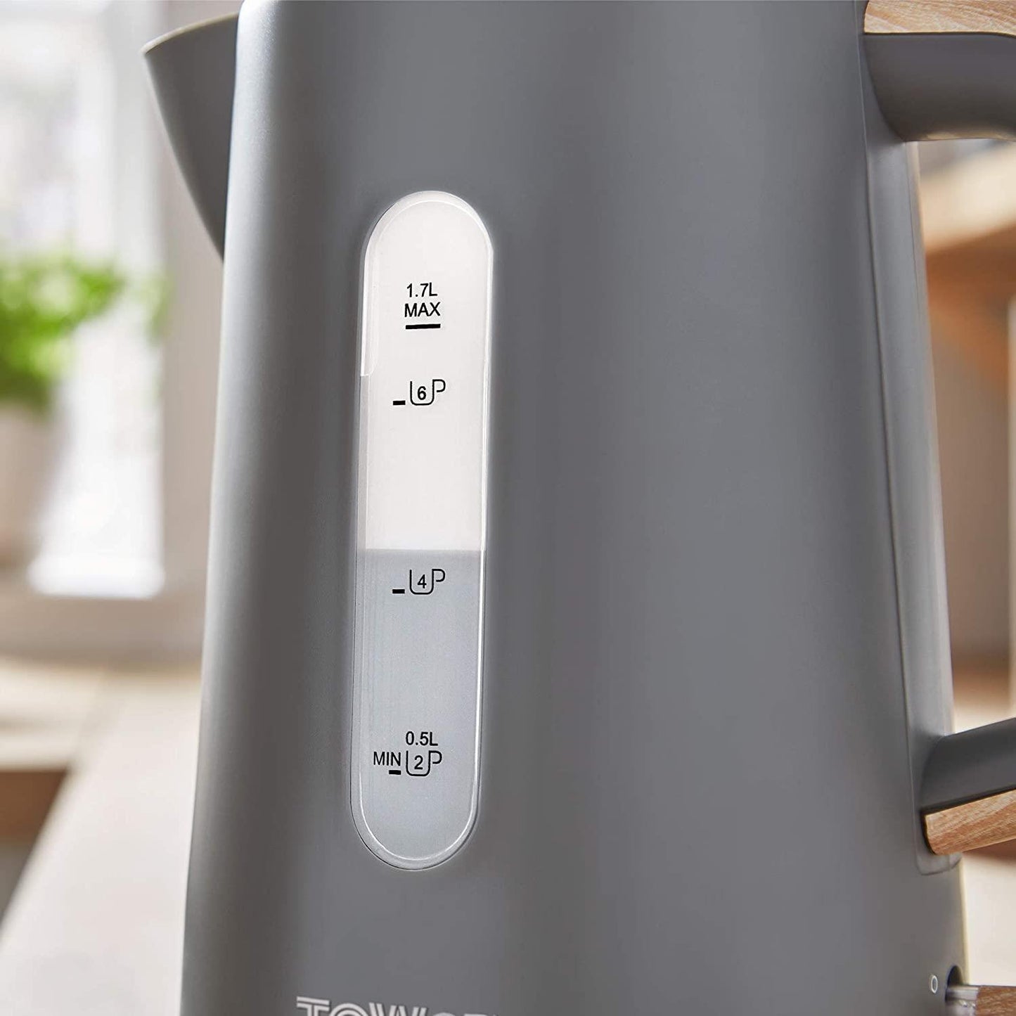 Tower Scandi Cordless Rapid Boil Kettle 1.7L 3000w Grey/Wood Accents- T10037G