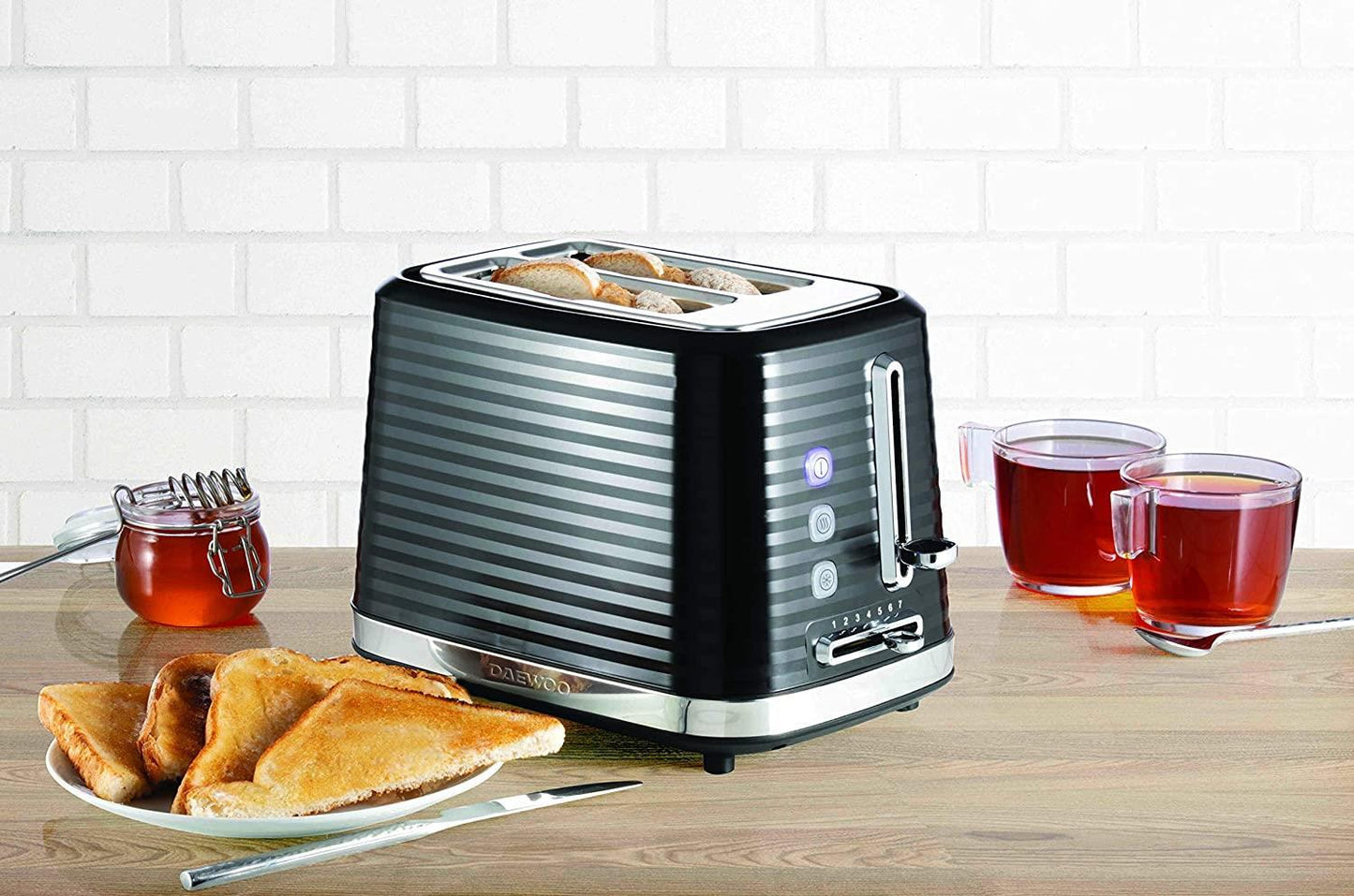 Daewoo Hive 2 Slice Textured Toaster Black