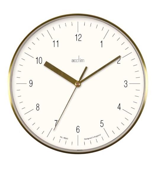 Acctim Stetson Wall Clock White / Brass 200mm diameter 29612