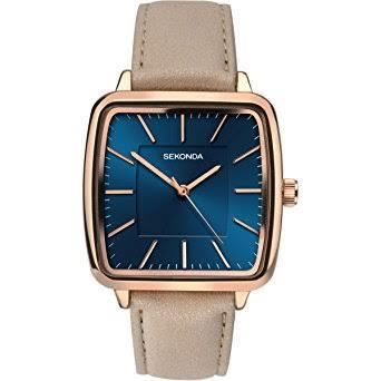 Sekonda Men's Square Blue Dial Leather Strap Watch 2449