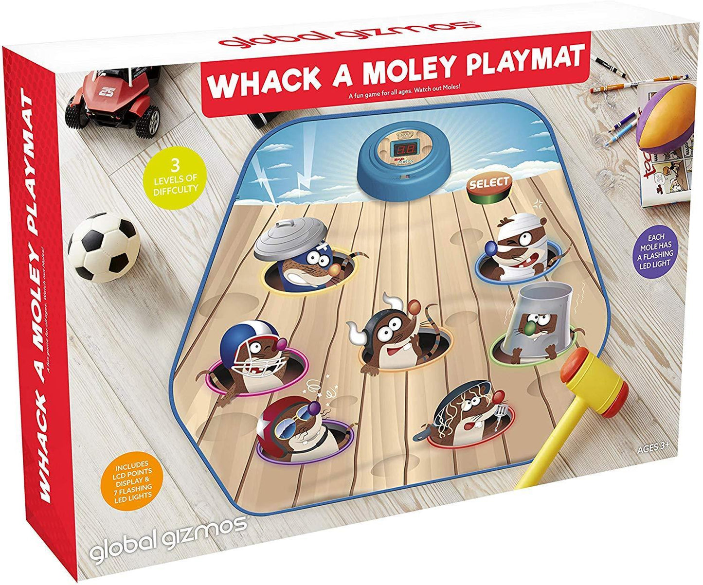 Global Gizmos Mole Whack-a-Moley Game Playmat Toy 46029