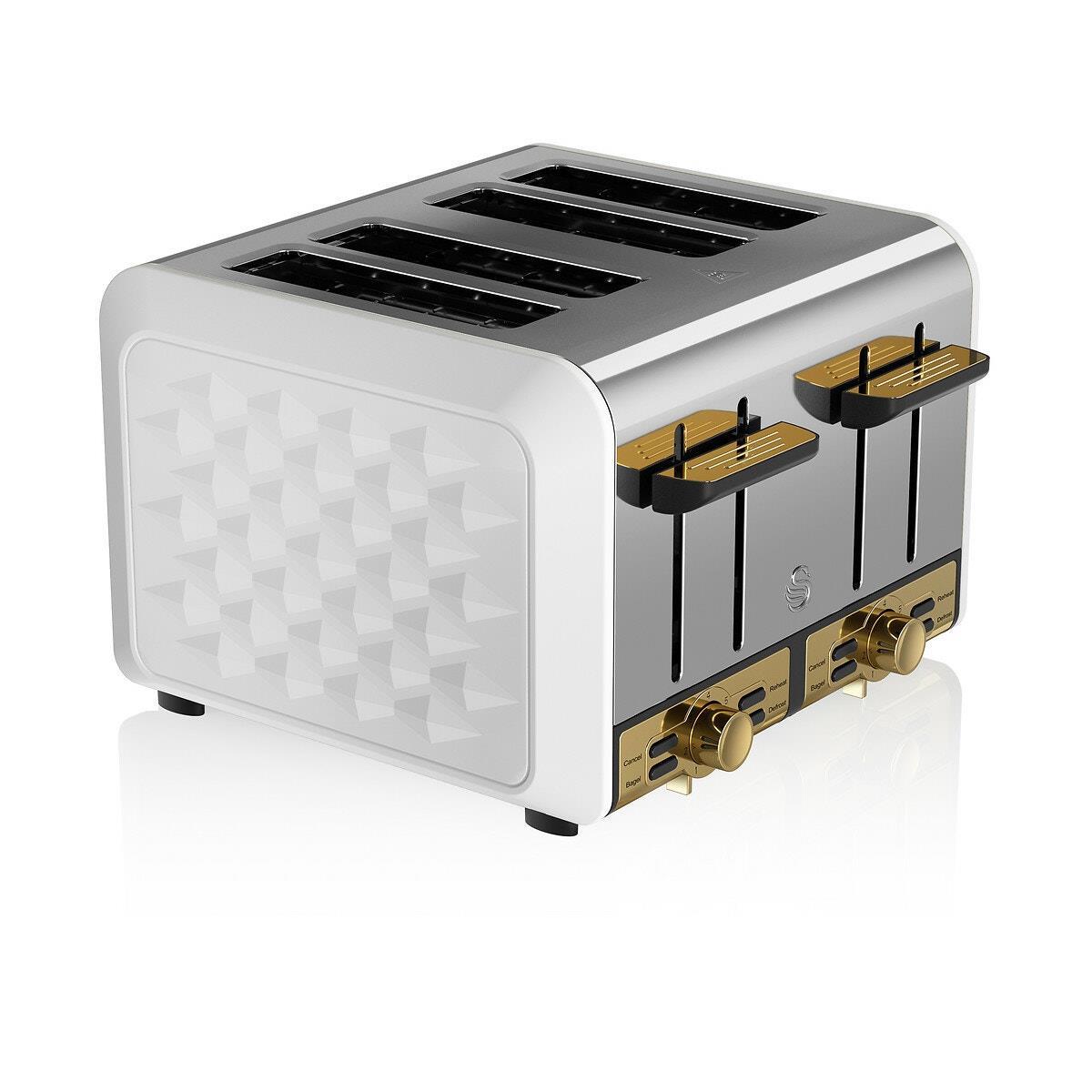 Swan Gatsby Kettle Toaster Set White & Gold