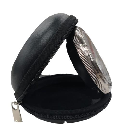 Imperial Travel Alarm Clock folds away into Black Leather bag IMP618BL