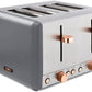 Tower Cavaletto Grey/Rose Gold Kettle & 4 Slice Toaster Set