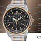Citizen Mens Chronograph Eco-drive Black Dial Two Tone Stainless Steel Watch At2376-59h