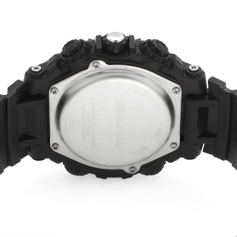 Sekonda Mens Chronograph Dual Time Black Rubber Strap Watch  - 1036