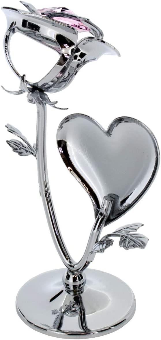 Crystocraft Chrome Plated Rose & Heart Ornament (NAN)