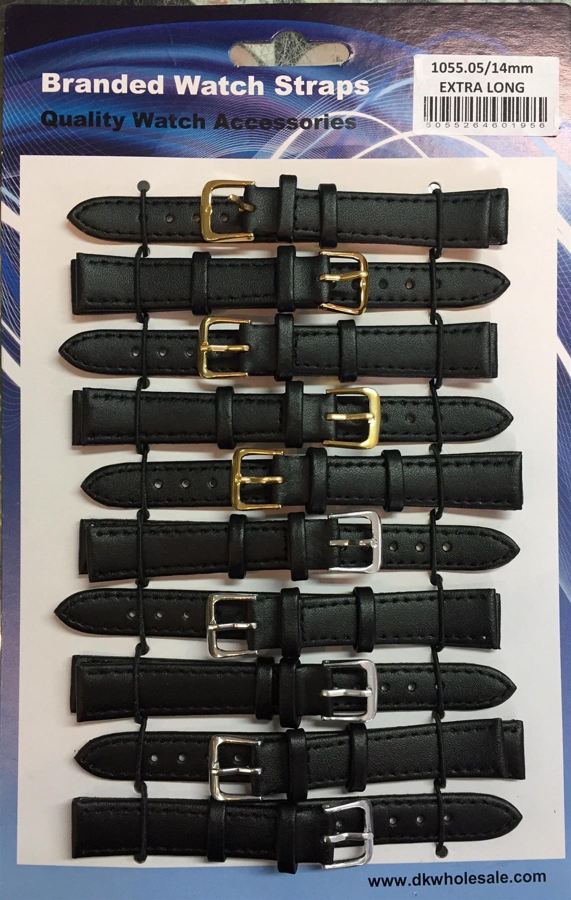 Leather Black Extra Long Watch Straps Pk10 Available sizes 10mm To 24mm 1055.05