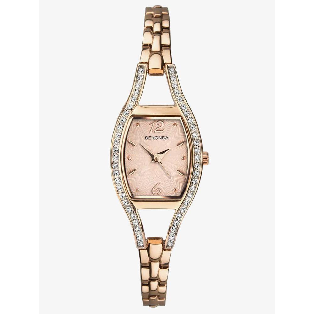 Sekonda Ladies Rose Gold Plated Cubic Zirconia Set Bracelet Watch 2792