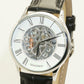 Sekonda Mens Skeleton Black Leather Strap Watch 1201