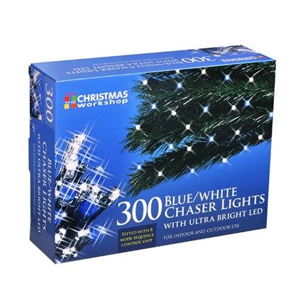 Christmas Workshop 300 LED White & Blue Chaser Lights (Carton of 6)