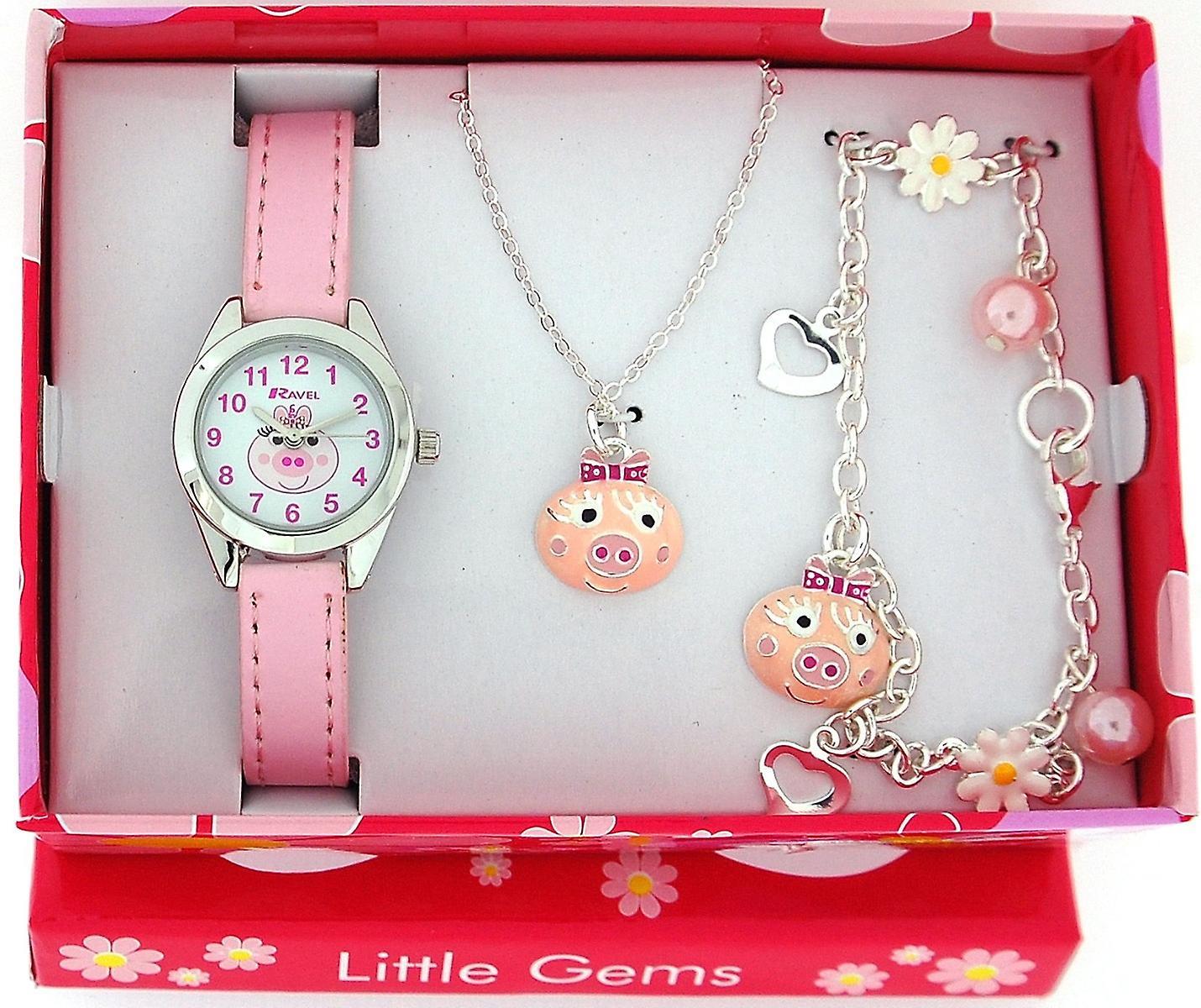 Ravel Girls Little Gems Watch & Jewellery Set Available Multiple Design R22 - CLEARANCE NEEDS RE-BATTERY