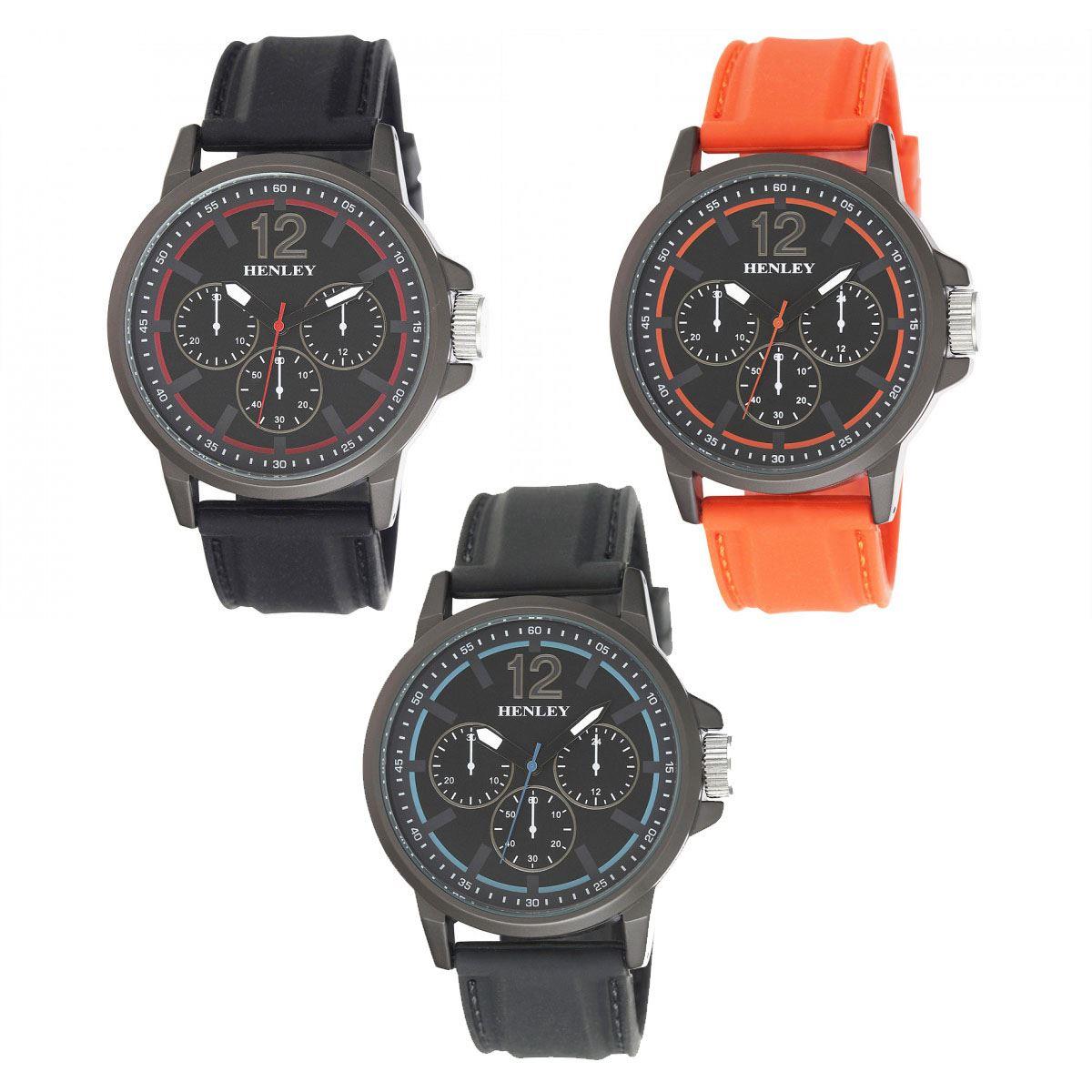 Henley Men's Big Multi Eye Silicone Strap Watch H02180