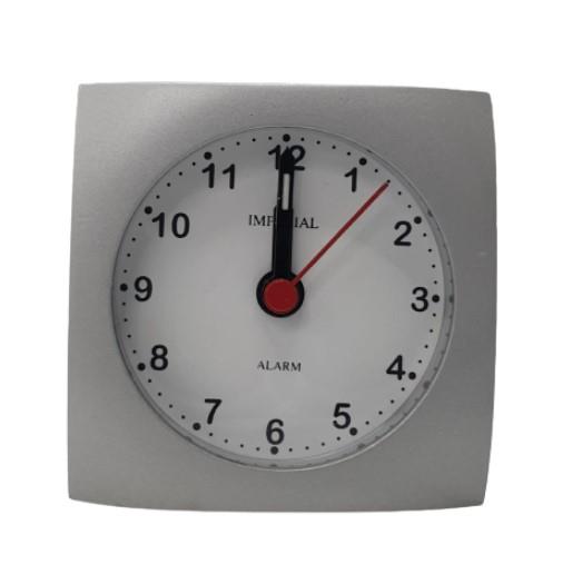 Imperial Mini Silver Travel Alarm Clock into Black Leather Box IMP601S