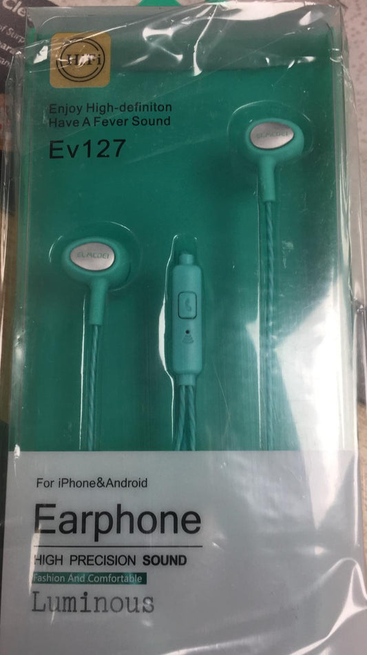 ELMCOEI Earphone Fashion and Comfortable for Iphone & Android EV127 Green