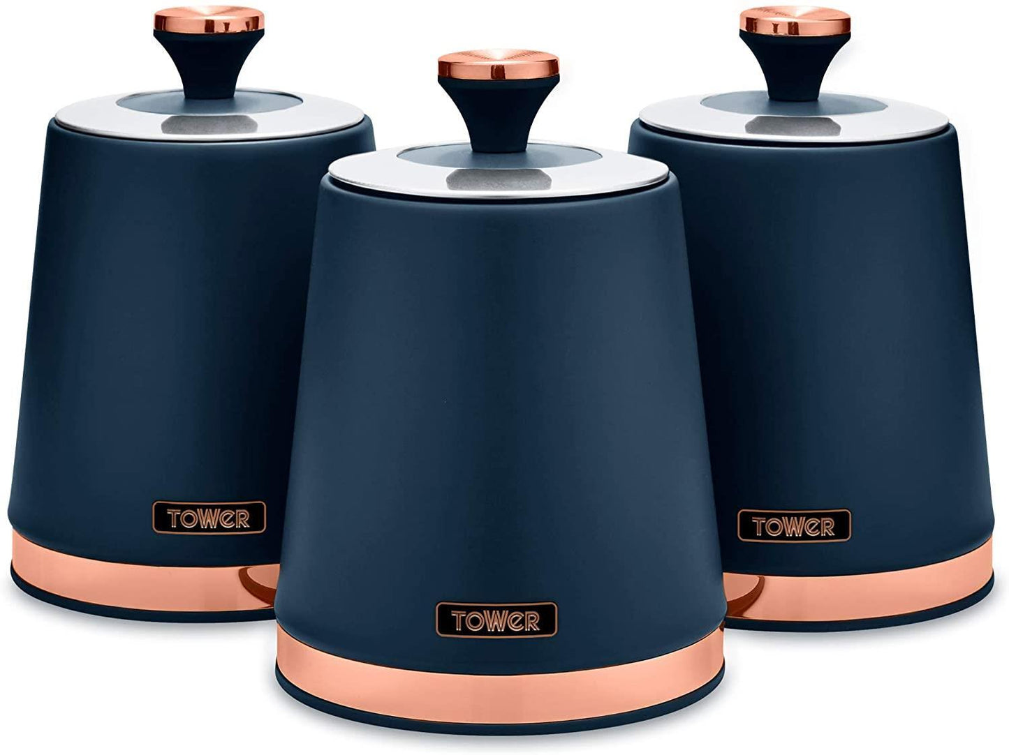 Tower Cavaletto 3 Piece Canister Set Blue/Rose gold