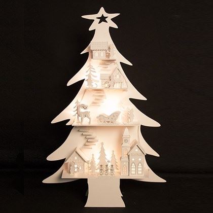 Christmas Workshop Wooden LED City In Tree (Carton of 6)