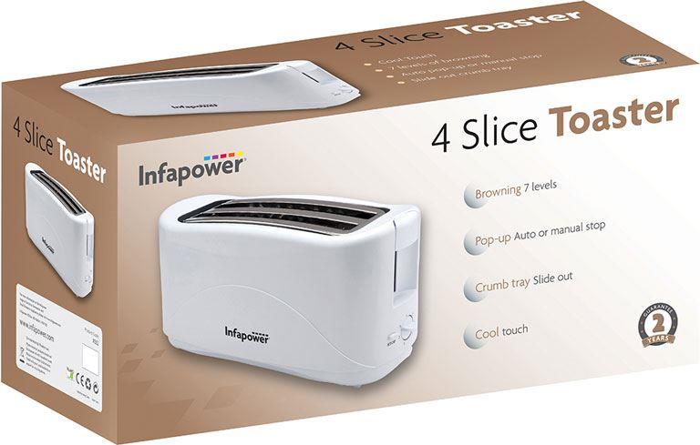 Infapower 4 Slice Toaster (white)