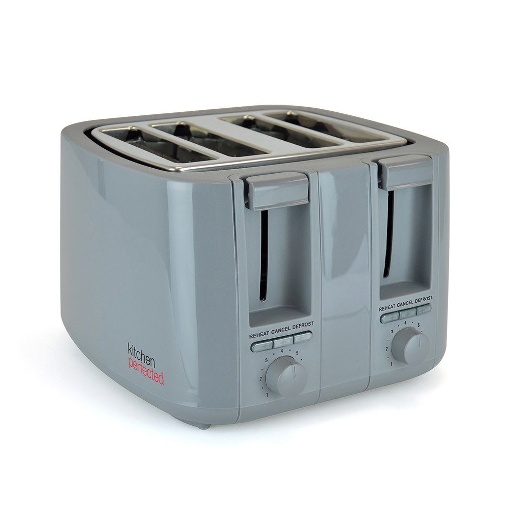 KitchenPerfected 4 Slice extra-wide slot Toaster - Anthracite Grey (Carton of 4)