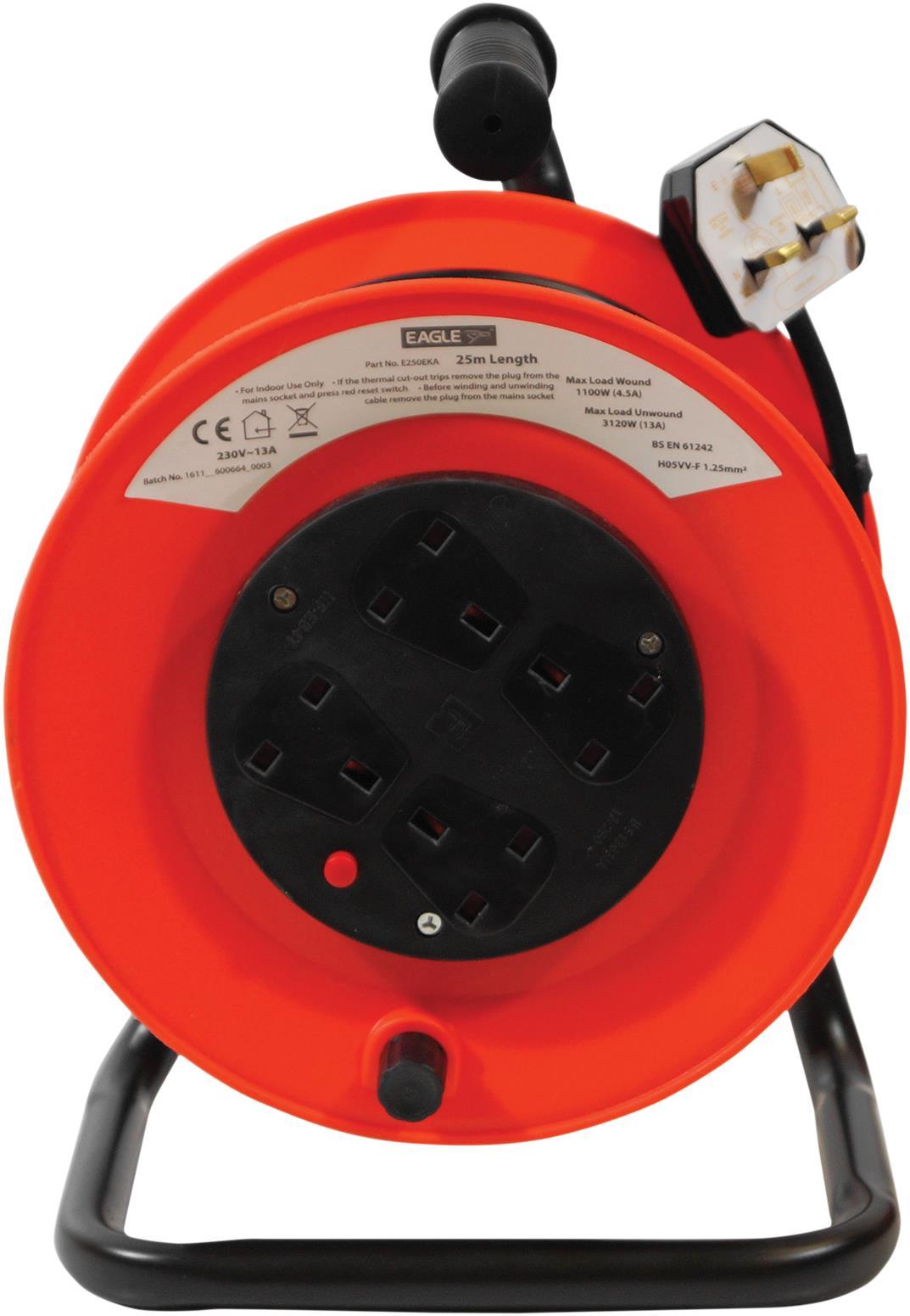 Eagle 4 Socket 25 Meter Extension Reel- E250EKA