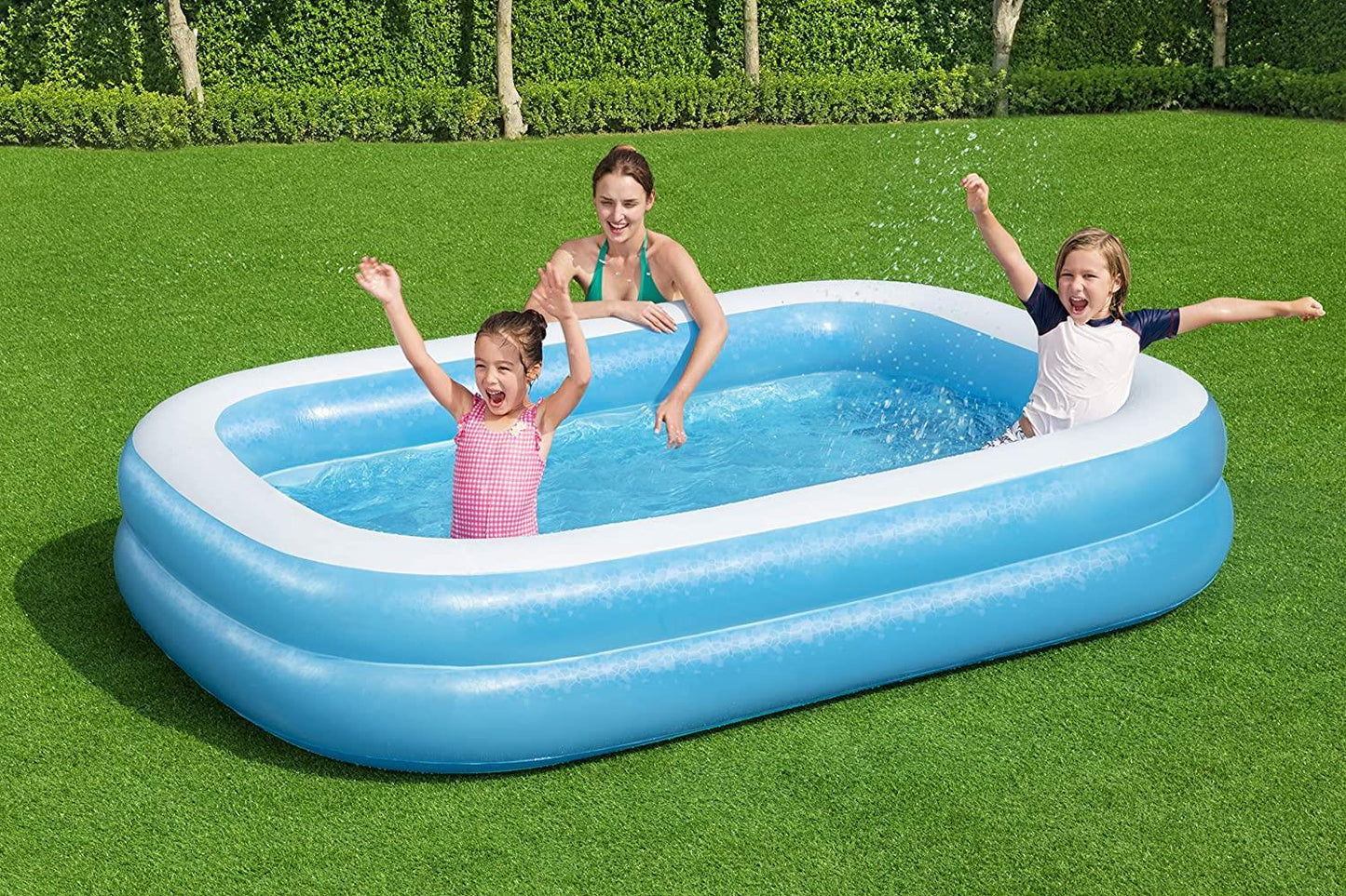 Bestway Family Rectangular Inflatable Pool Blue / White 8'7" X 69" X 20"