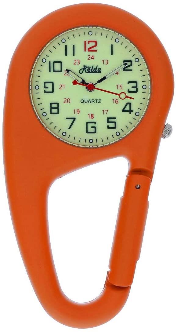 Relda Clip On Doctors Nurses Ladies Mens Unisex Carabiner - Luminous Pocket Fob Watch REL-L Available Multiple Colour