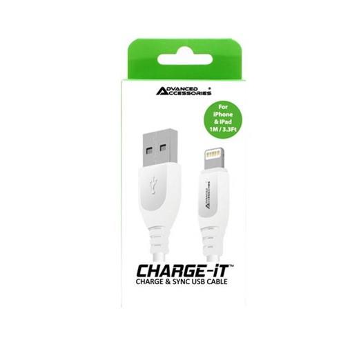 Advanced Accessories 1 Metre 8 Pin to USB Cable (iPhone)- White