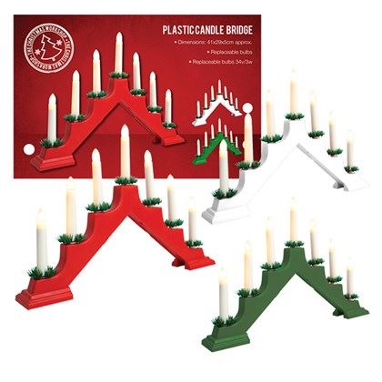 Christmas Workshop Plastic Candle Bridge - 3 Assorted (Carton of 12)