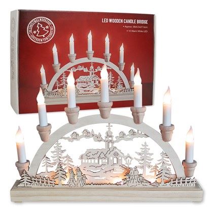 Christmas Workshop LED Wooden Candle Bridge (Carton of 12)