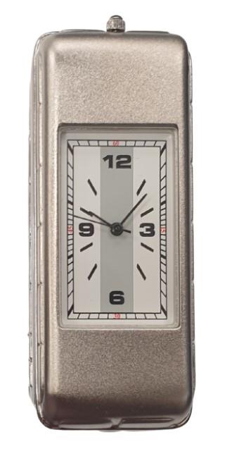 Miniature Clock Silver Double Decker London Bus Solid Brass IMP89 - CLEARANCE NEEDS RE-BATTERY