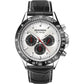Sekonda Mens Dual Time Chrono Silver Dial Black Leather Strap Watch 1647