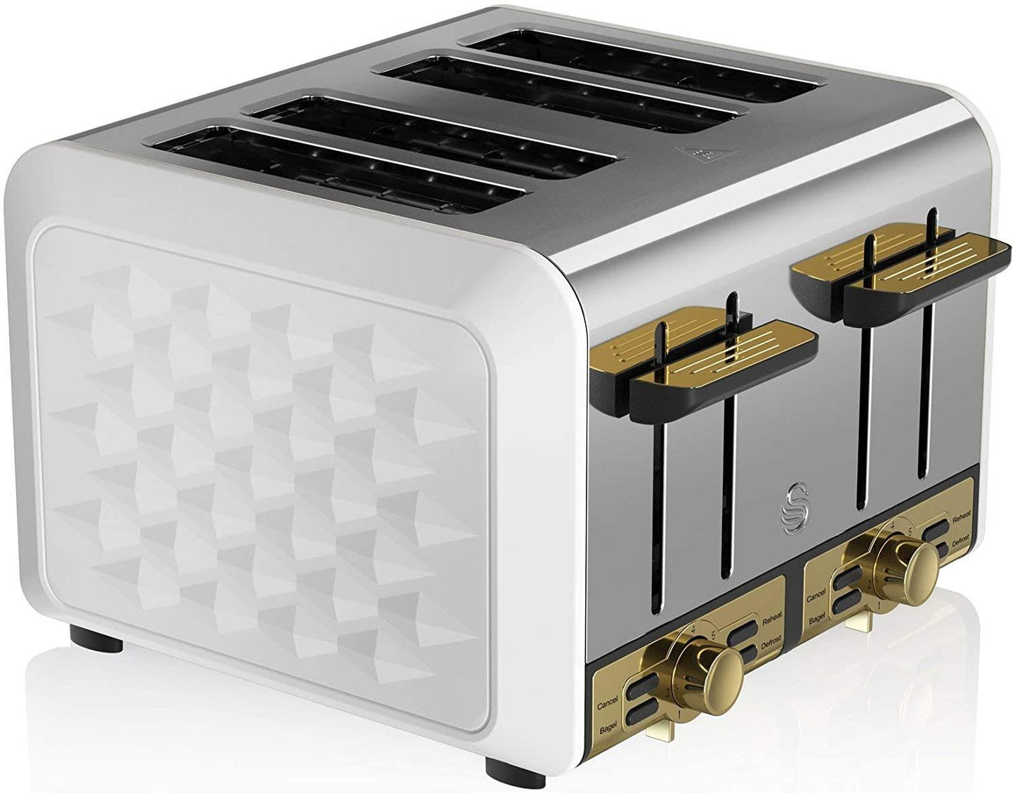 Swan Gatsby 4 Slice Toaster ST14084WHTN- White And Gold