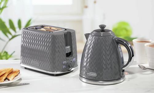 Daewoo Argyle Grey Kettle And Toaster Combo