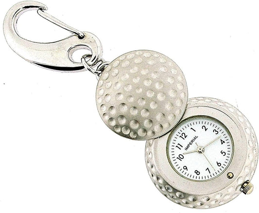 Imperial Key Chain Clock Golf Ball Silver IMP719