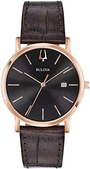 Bulova Mens Analogue Classic Quartz Watch with Leather Strap 97B165
