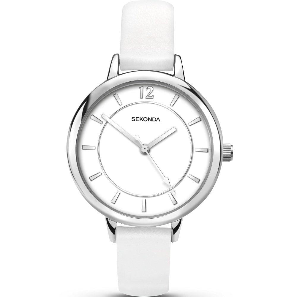 Sekonda Ladies Casual White Leather Strap Watch 2504