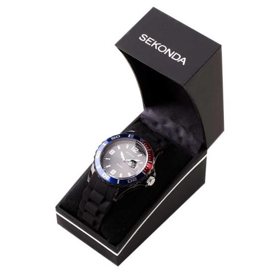 Sekonda Mens Black Rubber Watch 1710