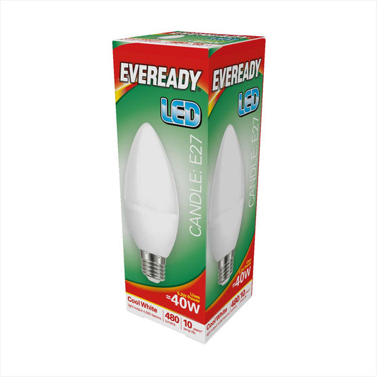 Eveready S14324 LED Candle Bulb 40w E27 (ES) 470lm 4.9W Cool White (Pack of 5)
