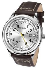 Sekonda Men's Silver dial Brown leather strap watch 1558