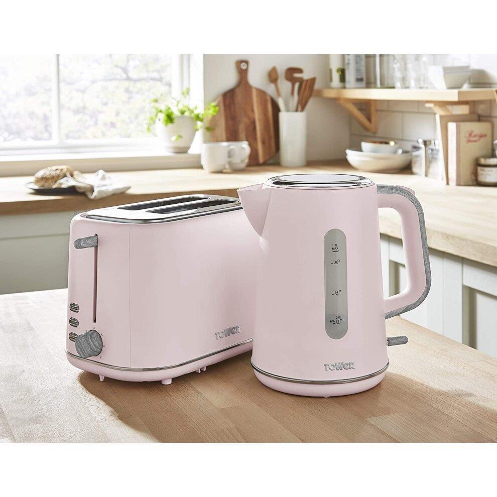 Tower Scandi Kettle & 2 Slice Toaster Combo Marshmallow Pink