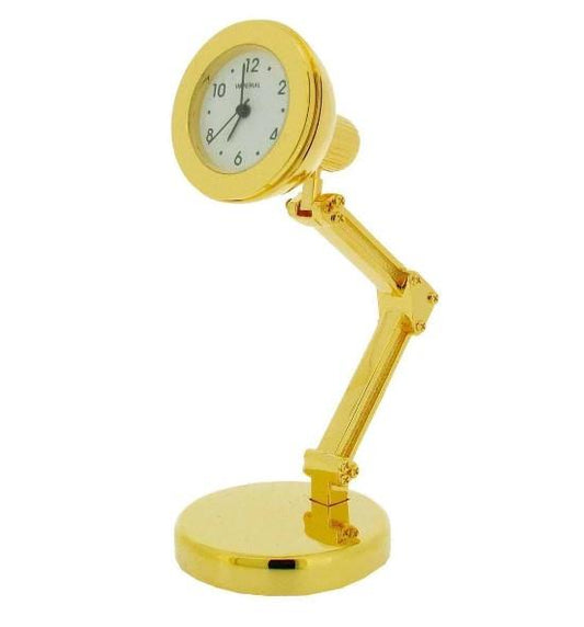 Miniature Clock Gold Plated Study Lamp Solid Brass IMP407 - CLEARANCE NEEDS RE-BATTERY